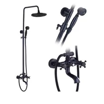 fekete kétgombos kádöltős zuhanyszett felső esőztetővel, kézitussal.