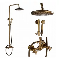 antik kétgombos zuhanyszett felső esőztetővel, kézitussal.