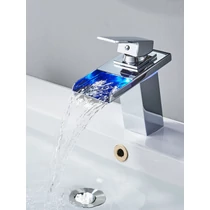 króm mosdó csaptelep szögletes led világítással