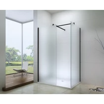 Dupla zuhanyfal matt fekete T profillal matt üveggel