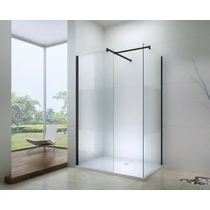 Dupla zuhanyfal matt fekete T profillal test csíkos üveggel