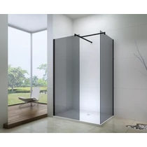 Dupla zuhanyfal matt fekete T profillal füst üveggel