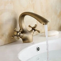 Bronz kétgombos mosdó csaptelep - Vintage Antik csaptelep