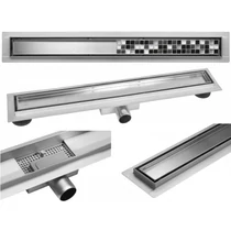 Zuhanyfolyóka burkolható 60 cm rozsdamentes ráccsal  kompletten 60x7cm-es méret