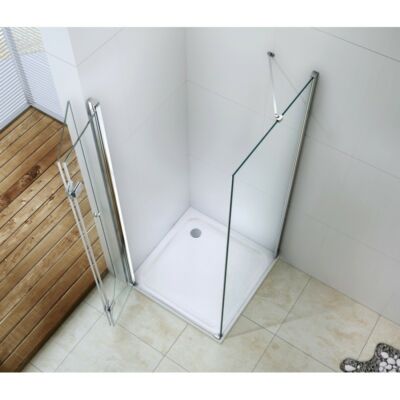 Royal space 80x80-es Fix üveg+összecsukható ajtós zuhanykabin 6mm-es nano vízlepergető üveggel zuhanytálca nélkül