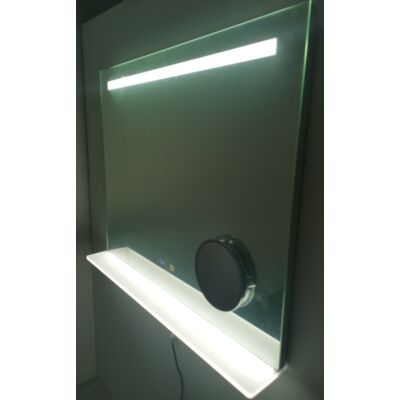 Ikon okos tükör led világítás polcos 100x80cm+kozmetikai tükör+páramentesítő