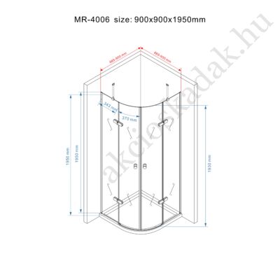 Royal zuhanykabin deluxe 90x90-as zsanéros 6mm-es nano vízlepergető üveggel zuhanytálca nélkül