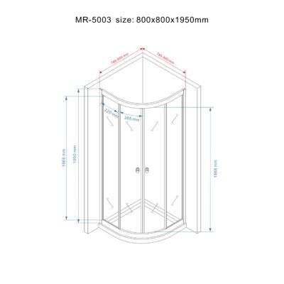 Royal standard 80x80-es íves zuhanykabin 6mm-es nano vízlepergető MATT üveggel zuhanytálca nélkül