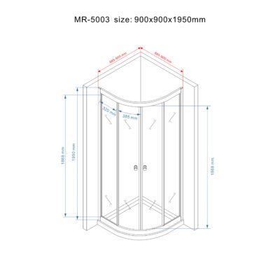 Royal standard 90x90-es íves zuhanykabin 6mm-es nano vízlepergető MATT üveggel zuhanytálca nélkül