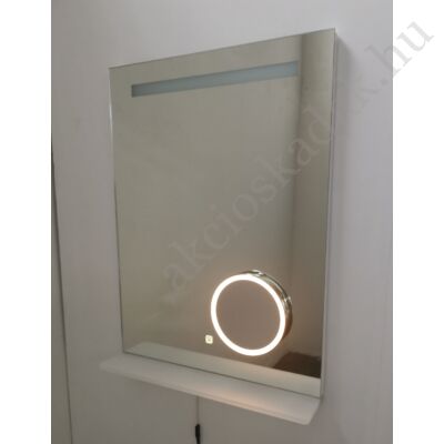 Ikon okos tükör led világítás polcos 50x70cm+kozmetikai tükör+páramentesítő