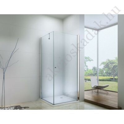 Royal corner 90x90-es nyílóajtós szögletes zuhanykabin 6mm-es nano vízlepergető üveggel ABS alacsony zuhanytálcával