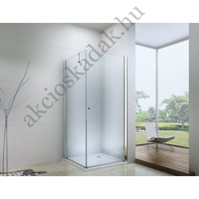 Royal corner 80x80-es szögletes nyílóajtós zuhanykabin 6mm-es nano vízlepergető üveggel ABS alacsony zuhanytálcával