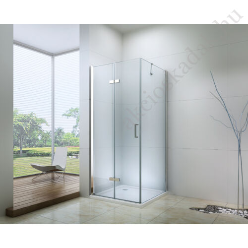 80x80-es Fix üveg+összecsukható ajtós zuhanykabin 6mm-es nano vízlepergető üveggel zuhanytálca nélkül