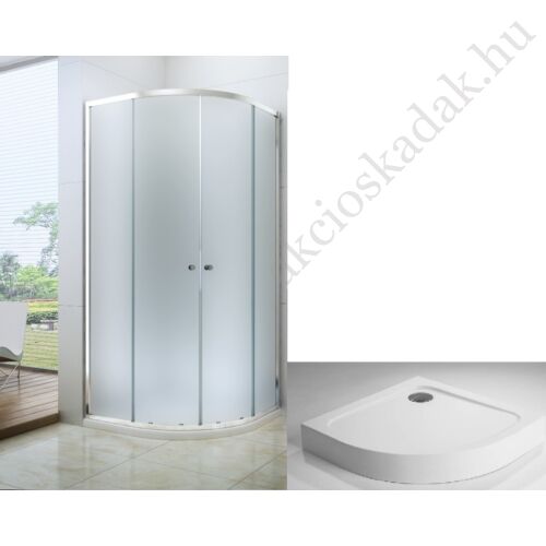  90x90 íves zuhanykabin Maja Prémium zuhanytálcával és leeresztővel, 6mm-es nano vízlepergető MATT üveggel