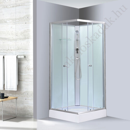 Hátfalas zuhanykabin 80x80cm szögletes világos hátfallal