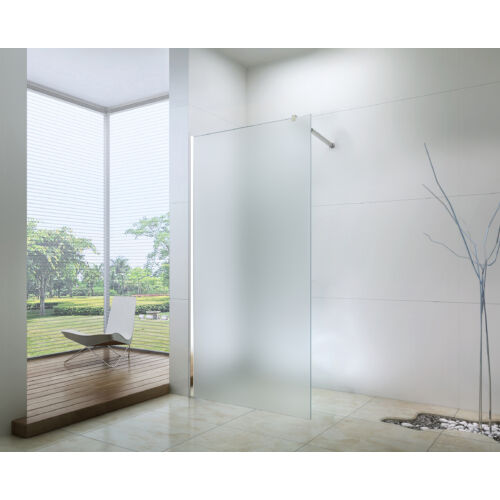 walk-in zuhanyfal 100x200cm 8mm-es nano vízlepergető matt üveggel kitámasztó karral  