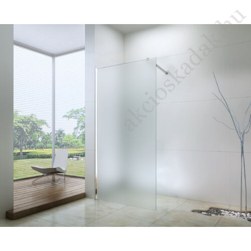 walk-in zuhanyfal 120x200cm 8mm-es nano vízlepergető matt üveggel kitámasztó karral 