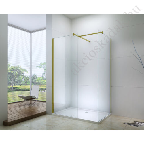 Dupla zuhanyfal arany - arany T profillal átlátszó üveggel