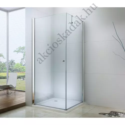 80x80-es szögletes nyílóajtós zuhanykabin 6mm-es nano vízlepergető üveggel ABS alacsony zuhanytálcával