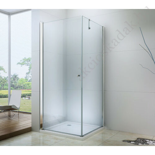 100x100-es nyílóajtós szögletes zuhanykabin 6mm-es nano vízlepergető üveggel zuhanytálca nélkül