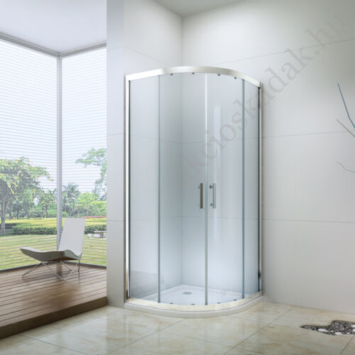 80x80-es íves zuhanykabin ABS alacsony zuhanytálcával 6mm-es nano vízlepergető ÁTLÁTSZÓ üveggel