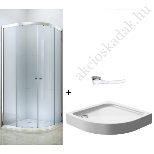 Royal standard 80x80 íves zuhanykabin Maja Prémium zuhanytálcával és leeresztővel, 6mm-es nano vízlepergető MATT üveggel