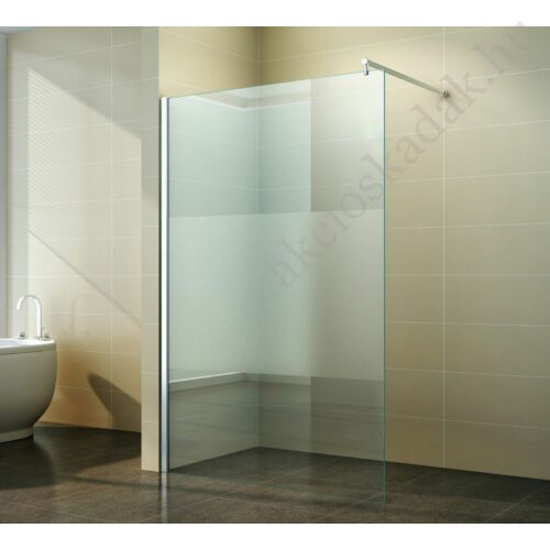 walk in zuhanyfal 90x200cm 8mm-es nano vízlepergető testnél matt csíkos üveggel kitámasztó karral    