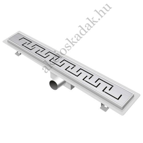 Görög mintás Zuhanyfolyóka 70 cm x 7 cm-es méreteben 67mm-es magas rozsdamentes kompletten 