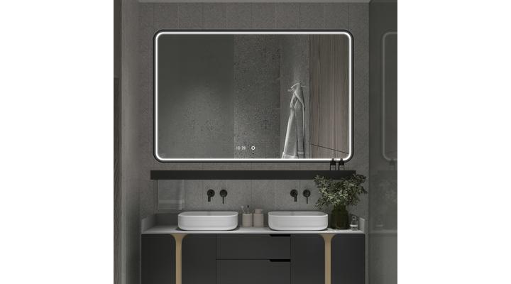 led okos tükör fekete kerettel - modern megjelenés